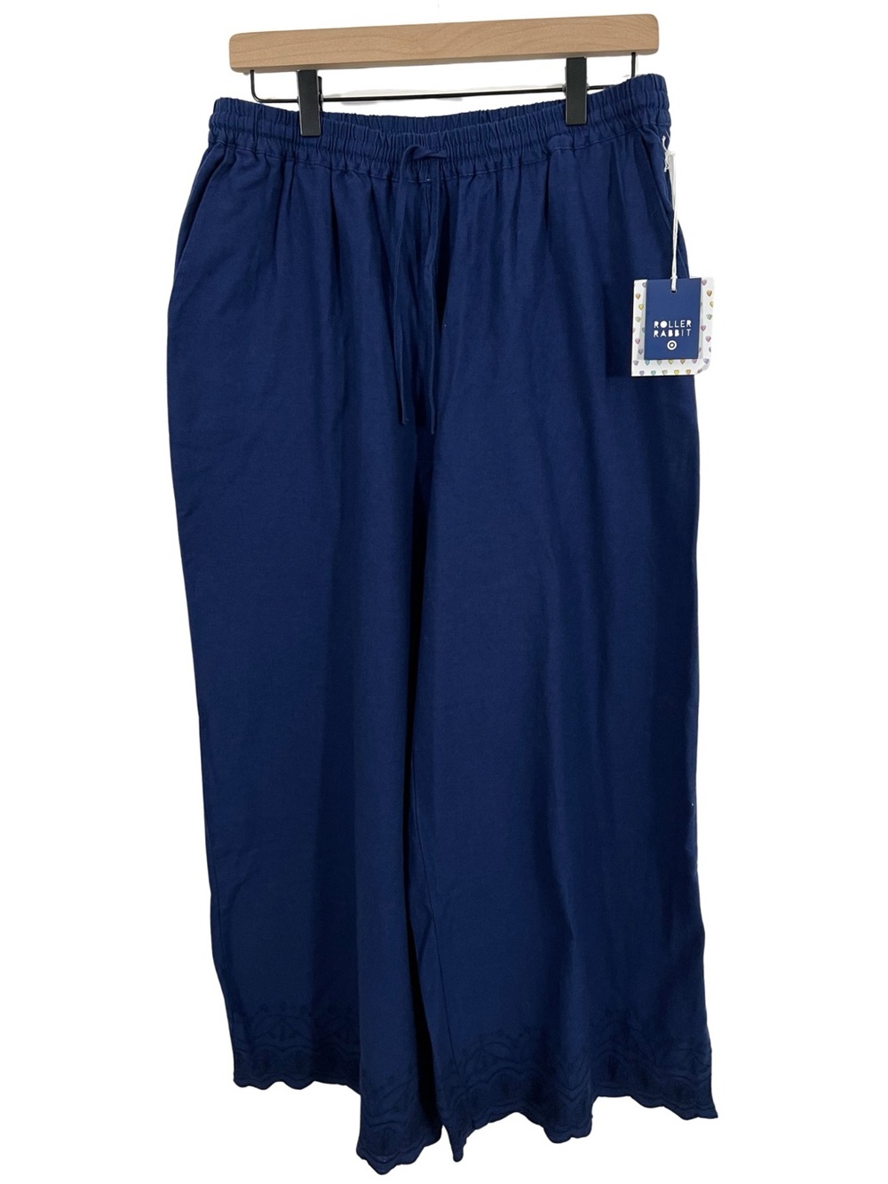 Roller Rabbit x Target Linen Blend Wide Leg Pants Womens Medium Scallop Hem NWT - Picture 2 of 16